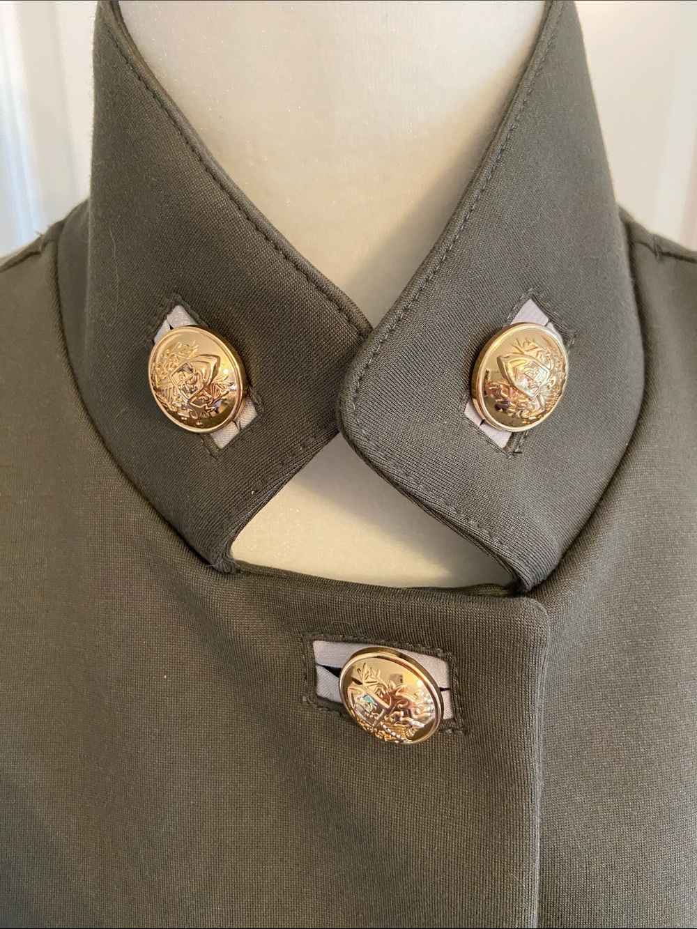 Joseph Ribkoff Olive Green Military-Style Jacket/Coat with Gold Buttons. Sz US6. - Picture 2 of 13